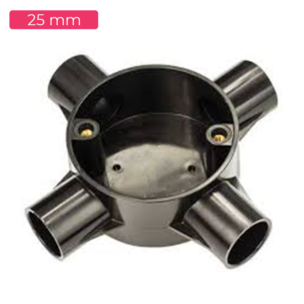 Shine Plast PVC Conduct Rigid 25mm 4way Black Junction Box Heavy Duty ...