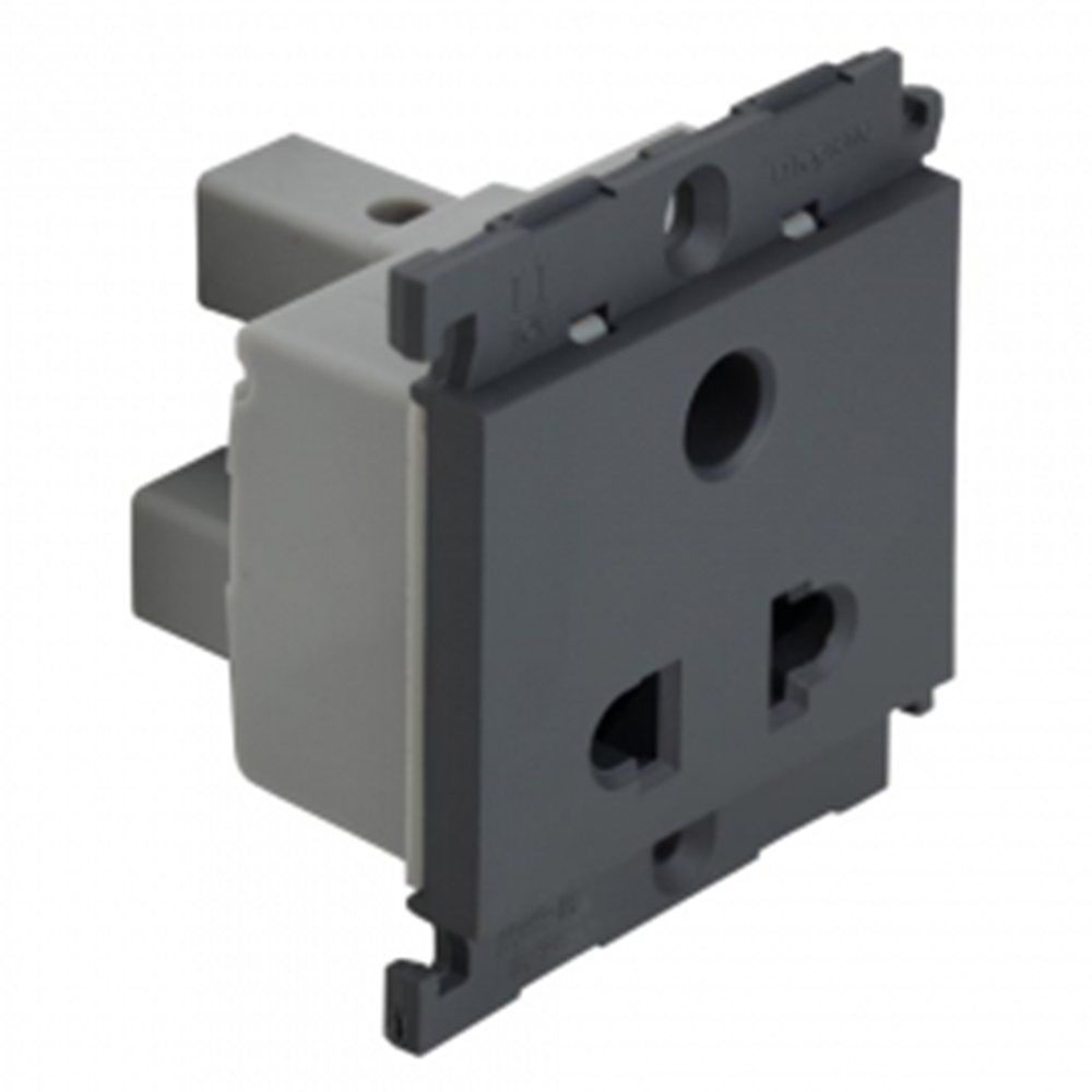Legrand Mylinc Universal socket 6A 2/3 pin combine 2 module matt grey