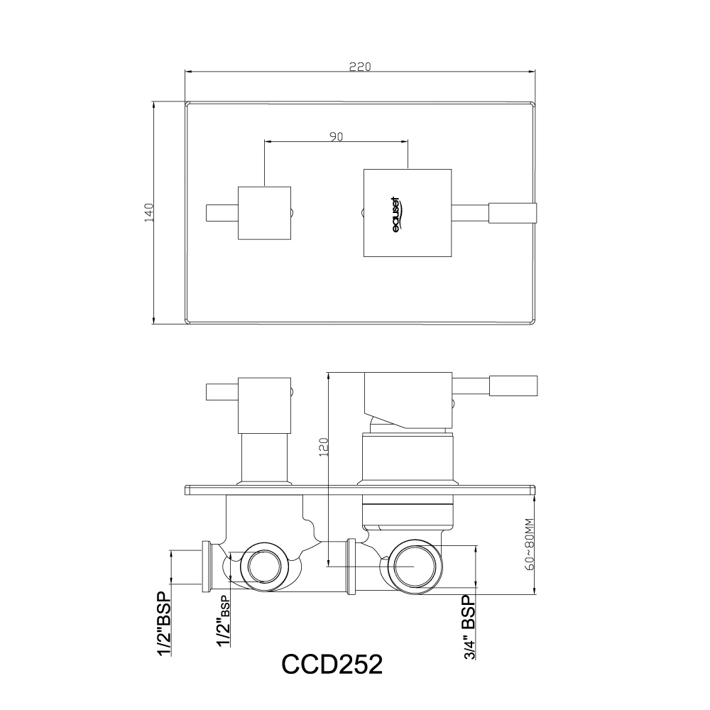 Eauset Single Lever Concealed Divertor High Flow in 2 inlet 3 outlet ...
