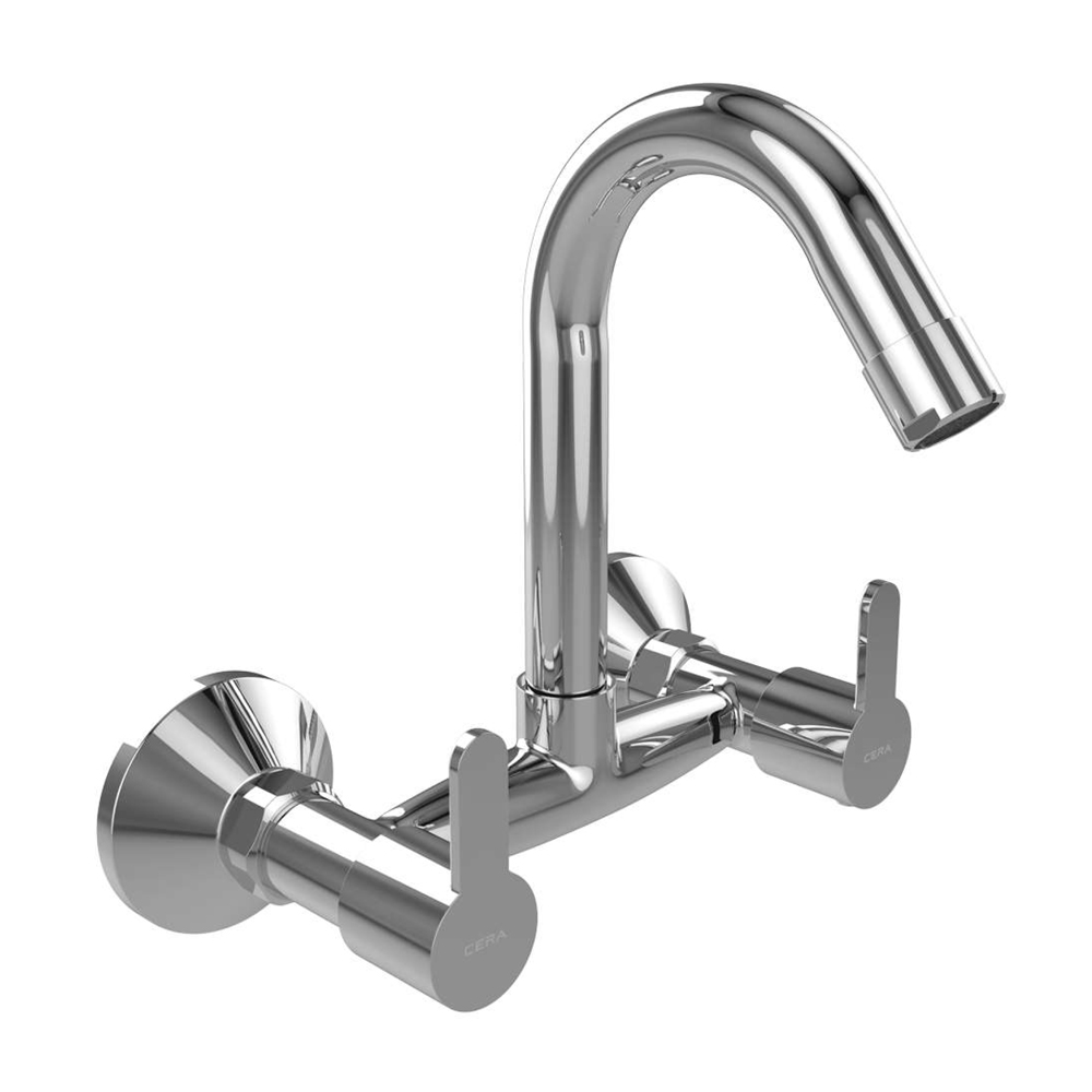 Cera Victor Sink mixer wall mounted with 190mm long swivel spout