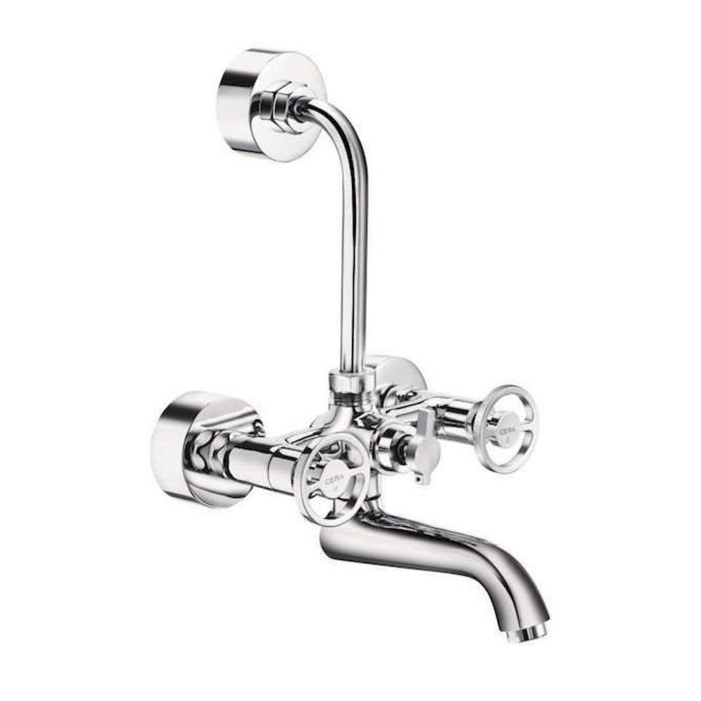 Cera Drive Wall mixer with bend pipe for overhead shower with built in