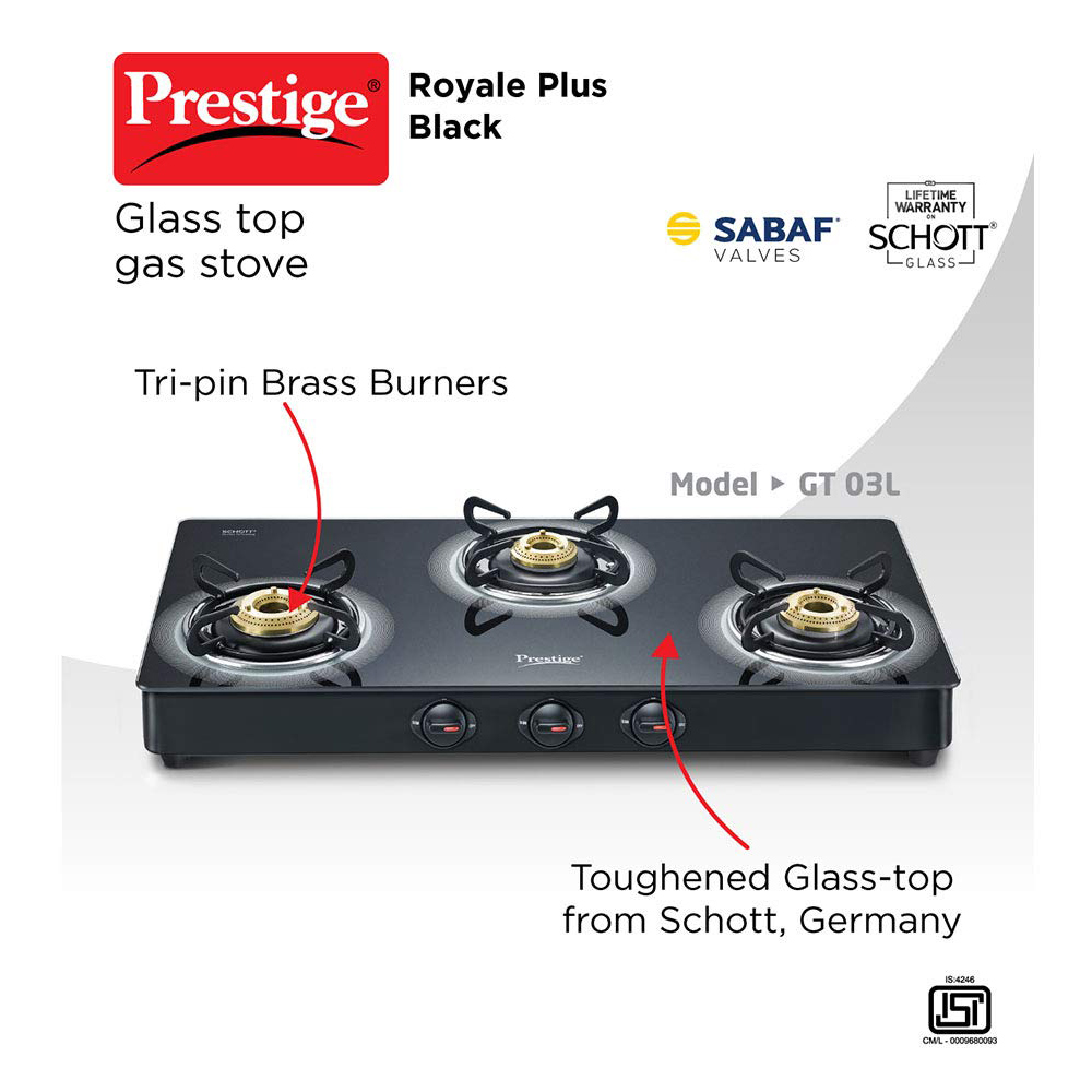 Prestige Royale Plus 3B Black Gas Stove mykit Buy online Buy