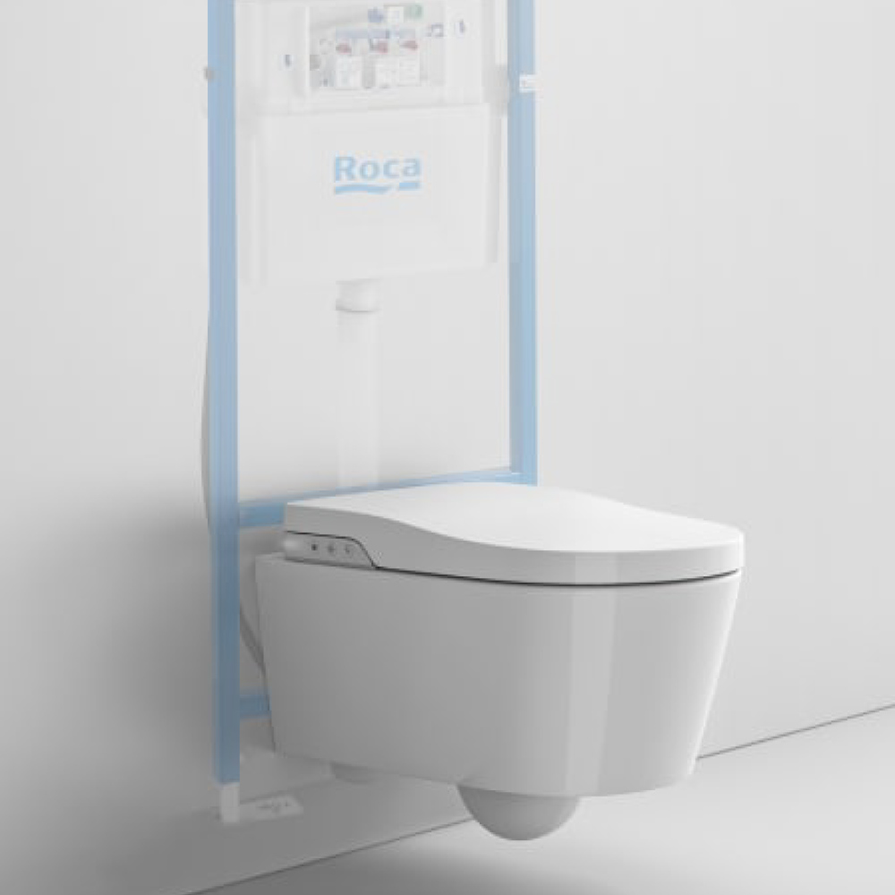 Roca Inspira Wall Hung Water Closet With Electronic Seat Cover White mykit Buy online Buy