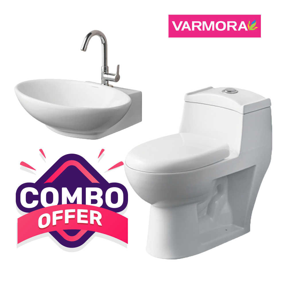 Vermora Square Commode Varmora Ventura 9inch S Trap 660 x 355 x 615 Off White One Piece water ...
