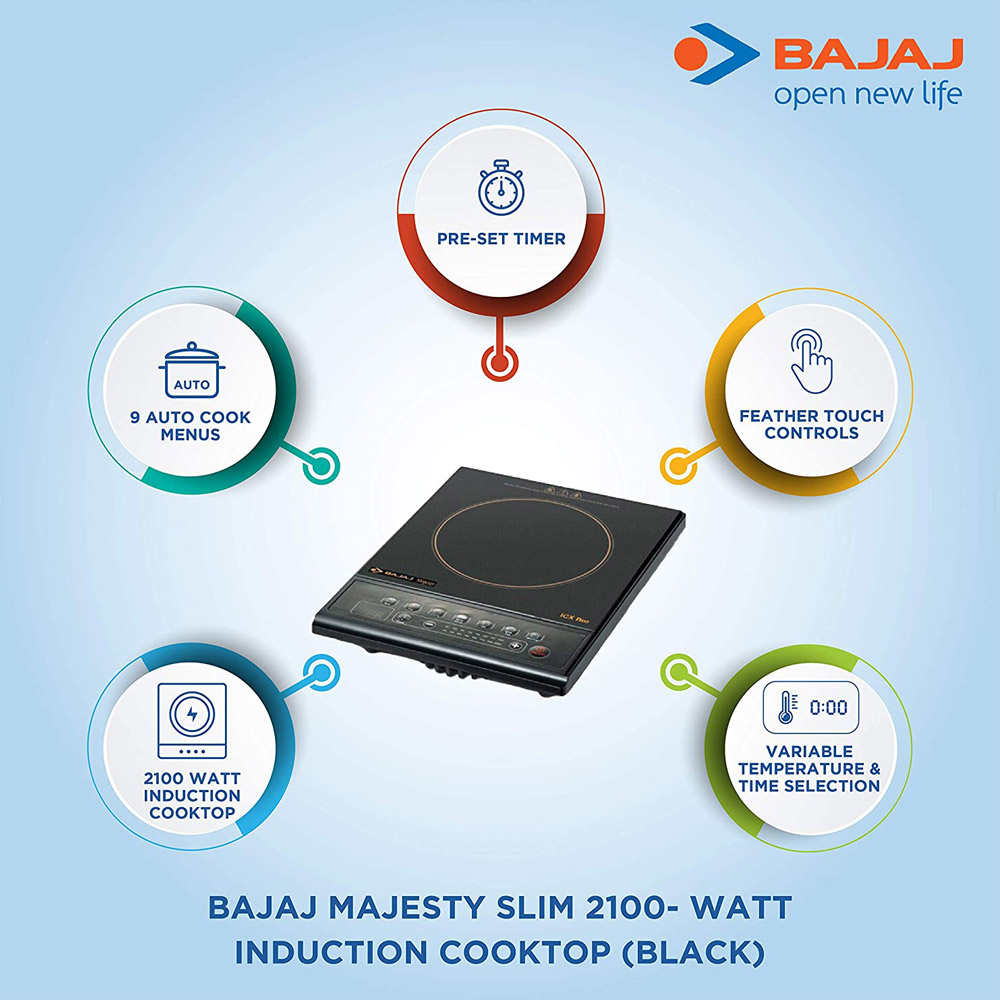 Bajaj Majesty Slim Induction Cooker mykit Buy online Buy Bajaj