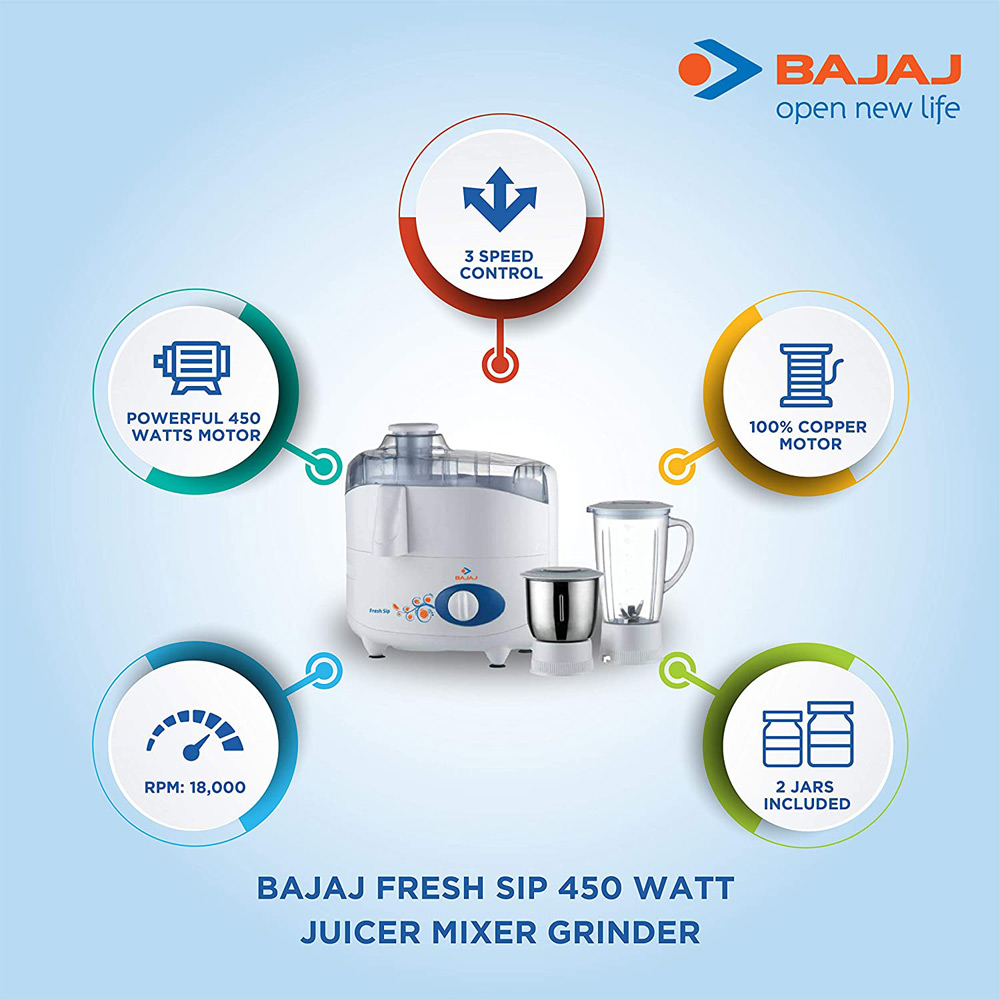 Bajaj FRESH SIP Juicer Mixer Grinders mykit Buy online Buy Bajaj