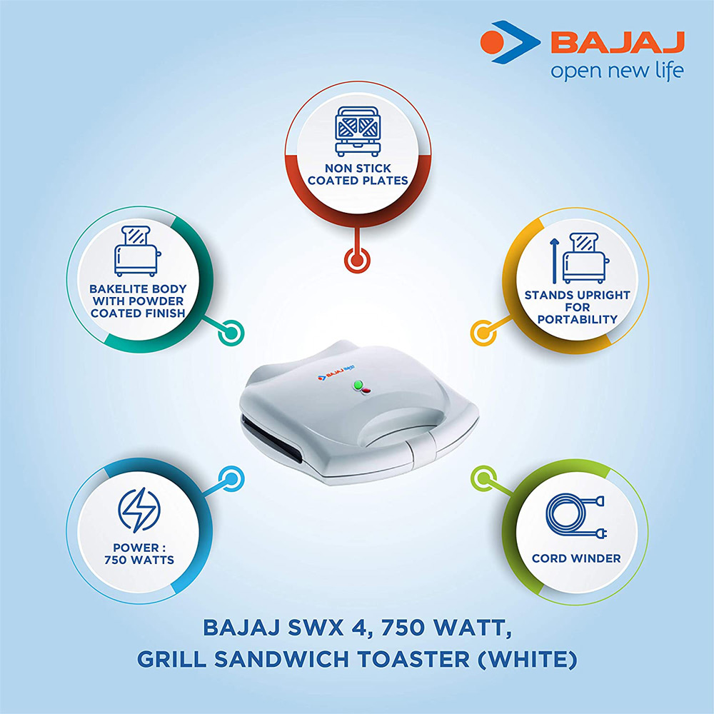 Bajaj Majesty New SWX 4 Grill Toaster mykit Buy online Buy Bajaj