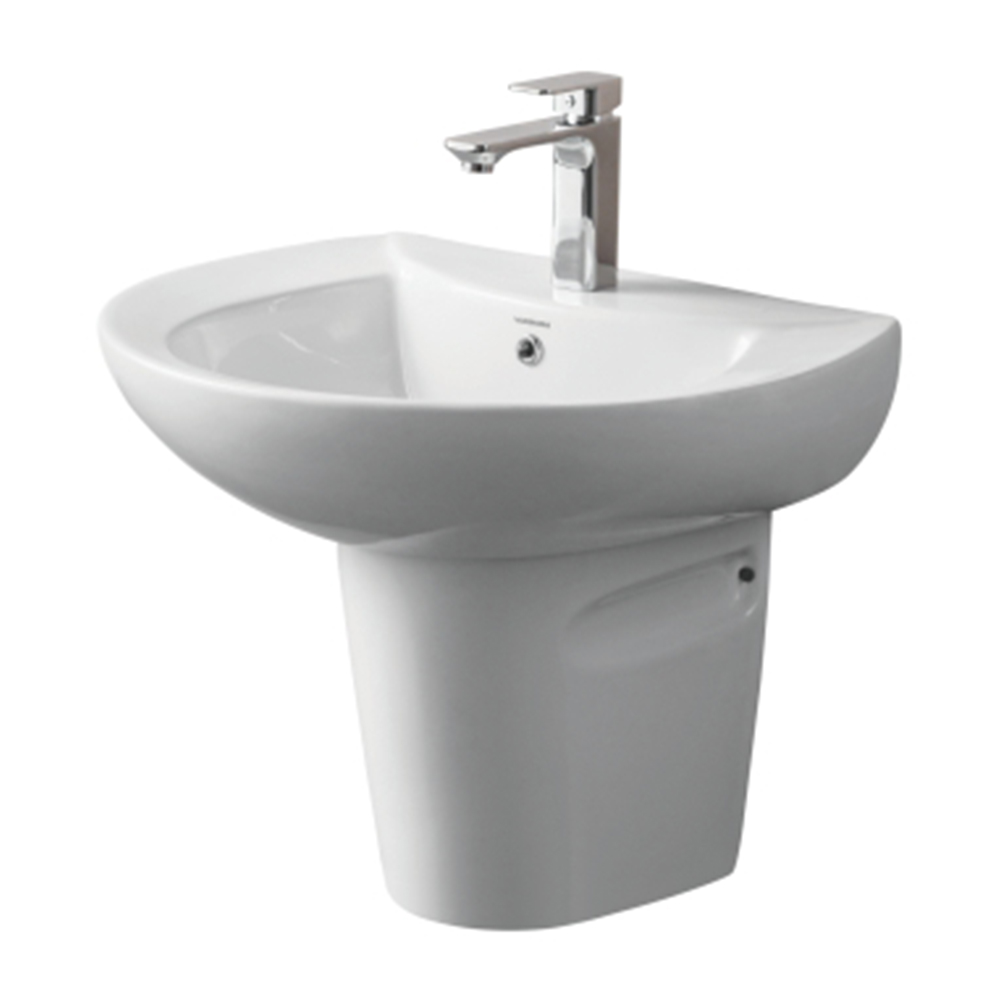 Varmora Anderia 595 x 470 x 470 Off White Half Pedestal Wash Basin