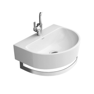 Simpolo Svida 510x385x130mm Wall Mounted Wash Basin with 88024 Svida SS Accessoris Soft White