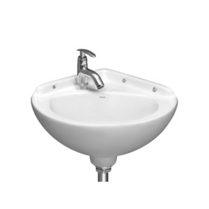 Simpolo Sinorita 410x410x210mm Wall Mounted Corner Wash Basin Soft White