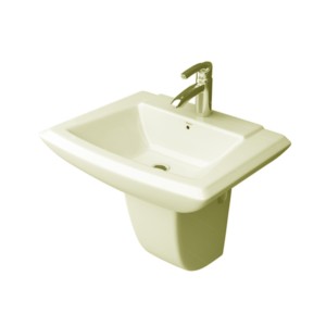 Simpolo Sleet 570x420x455mm Wash Basin with 11002 Sleet Half Pedestal Ivory