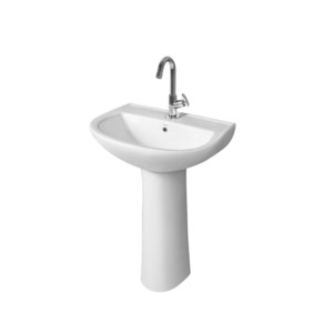 Simpolo Vellis 565x425x805mm Wash Basin with 11080 Selvo Full Pedestal Soft White