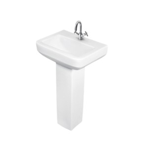 Simpolo Nero 465x362x435mm Wash Basin with 11085 Vita Full Pedestal Soft White