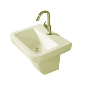 Simpolo Nero 465x362x435mm Wash Basin with 11002 Sleet Half Pedestal Ivory