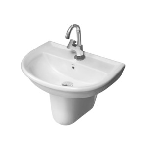 Simpolo Crystal 560x410x485mm Wash Basin with 11001 Compaq Half Pedestal Soft White