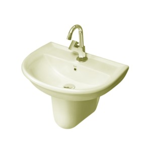 Simpolo Crystal 560x410x485mm Wash Basin with 11001 Compaq Half Pedestal Ivory