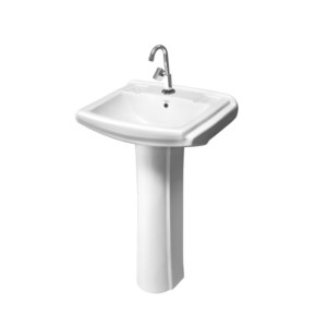 Simpolo Sophia 560x420x860mm Wash Basin with 11077 Sophia Full Pedestal Soft White