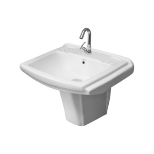 Simpolo Sophia 560x420x490mm Wash Basin with 11003 Sophia Half Pedestal Soft White