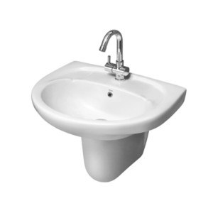 Simpolo Spice 555x430x495mm Wash Basin with 11001 Compaq Half Pedestal Soft White