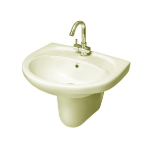 Simpolo Spice 555x430x495mm Wash Basin with 11001 Compaq Half Pedestal Ivory