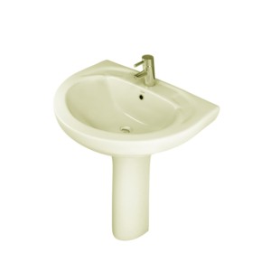 Simpolo Spice 555x430x830mm Wash Basin with 11092 Stephy full Pedestal Ivory