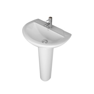 Simpolo Scooty 510x360x860mm Wash Basin with 11079 Scooty Full Pedestal Soft White