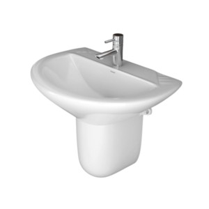 Simpolo Scooty 510x360x520mm Wash Basin with 11004 Scooty Half Pedestal Soft White