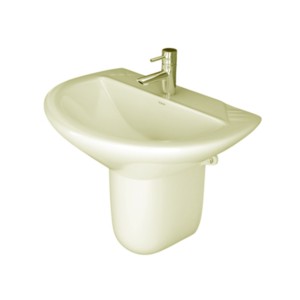 Simpolo Scooty 510x360x520mm Wash Basin with 11004 Scooty Half Pedestal Ivory