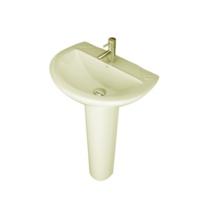 Simpolo Scooty 510x360x860mm Wash Basin with 11079 Scooty Full Pedestal Ivory
