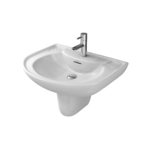 Simpolo Selvo 550x400x800mm ISI Wash Basin with 11001 Compaq Half Pedestal Soft White