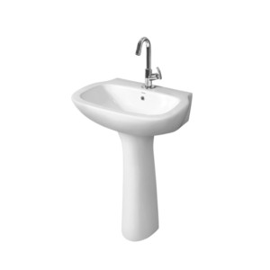 Simpolo Alfa 560x420x850mm Wash Basin with 11092 Stephy Full Pedestal Soft White