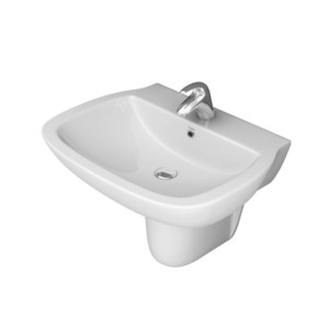 Simpolo Alfa 560x420x480mm Wash Basin with 11001 Compaq Half Pedestal Soft White