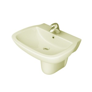 Simpolo Alfa 560x420x480mm Wash Basin with 11001 Compaq Half Pedestal Ivory