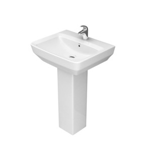 Simpolo Vita 590x465x850mm Wash Basin with 11085 Vita Full Pedestal Soft White