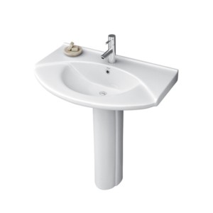 Simpolo Corina 775x470x850mm Wash Basin with 11077 Sophia Full Pedestal Soft White