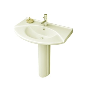 Simpolo Corina 775x470x850mm Wash Basin with 11077 Sophia Full Pedestal Ivory