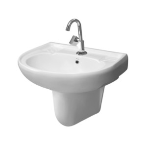 Simpolo Samite 515x420x510mm Wash Basin with 11001 Compaq Half Pedestal Soft White