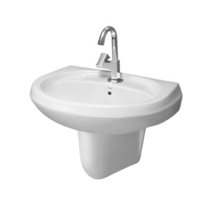 Simpolo Stephy 580x425x510mm Wash Basin with 11001 Compaq Half Pedestal Soft White