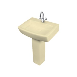Simpolo Sift 570x460x455mm Wash Basin with 11085 Vita Full Pedestal Ivory