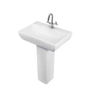 Simpolo Slaty 555x405x450mm Wash Basin with 11085 Vita Full Pedestal Soft White
