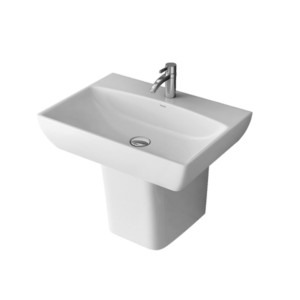 Simpolo Slaty 555x405x450mm Wash Basin with 11005 Sift Half Pedestal Soft White