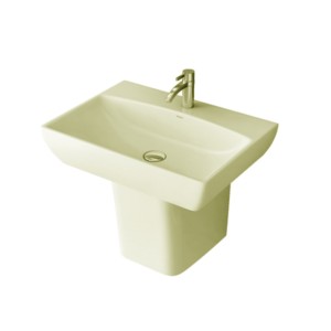Simpolo Slaty 555x405x450mm Wash Basin with 11005 Sift Half Pedestal Ivory
