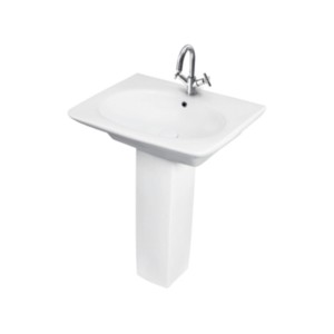 Simpolo Sceptal 600x485x470mm Wash Basin with 11085 Vita Full Pedestal Soft White