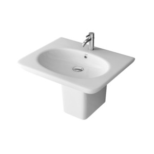 Simpolo Sceptal 600x485x470mm Wash Basin with 11005 Sift Half Pedestal Soft White