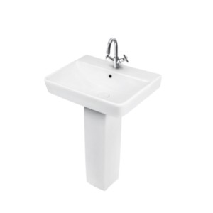 Simpolo Seldom 555x465x480mm Wash Basin with 11085 Vita Full Pedestal Soft White