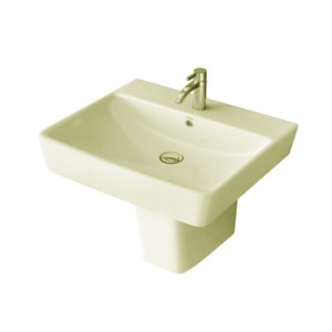 Simpolo Seldom 555x465x480mm Wash Basin with 11005 Sift Half Pedestal Ivory