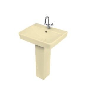 Simpolo Seldom 555x465x480mm Wash Basin with 11085 Vita Full Pedestal Ivory