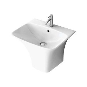 Simpolo Shorten 560x470x370mm Wall Mounted Wash Basin with Integrated Half Pedestal Soft White