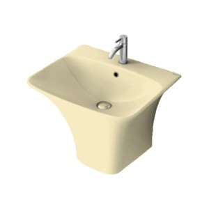 Simpolo Shorten 560x470x370mm Wall Mounted Wash Basin with Integrated Half Pedestal Ivory