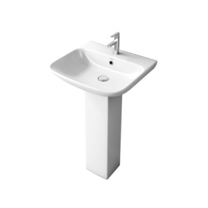 Simpolo Elan 517x460x875mm Wash Basin with 11085 Vita Full Pedestal Soft White